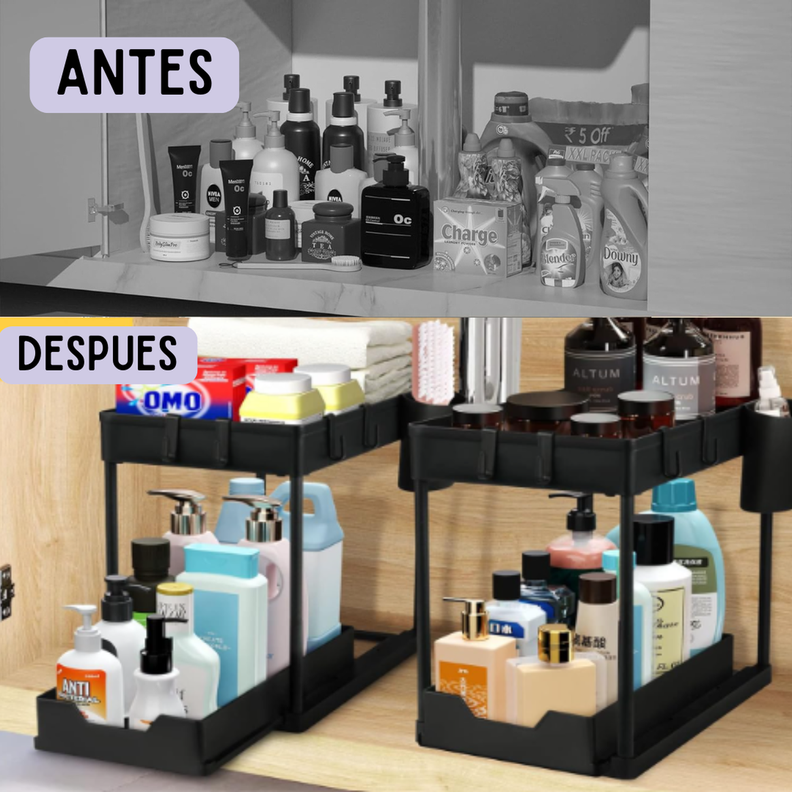 Organizador 2 Pisos Deslizante Para Lavaplatos, Baño, Cocina O Closet-3