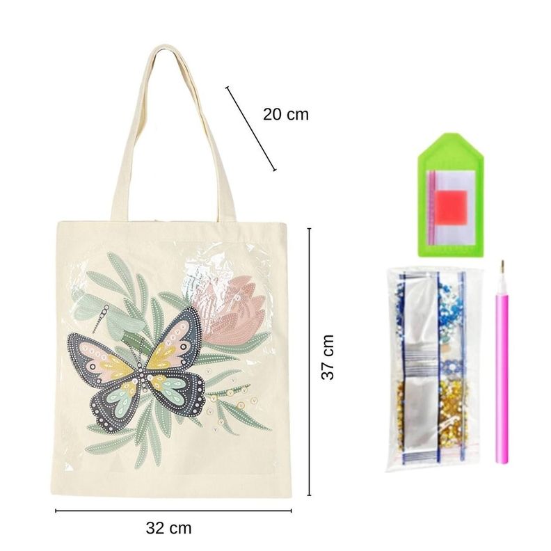 Tote Bag Pintura con Diamantes - Mariposa-1