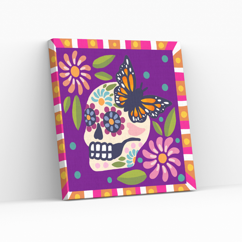 Diamond Painting en bastidor 30x30 Calavera Morado-0