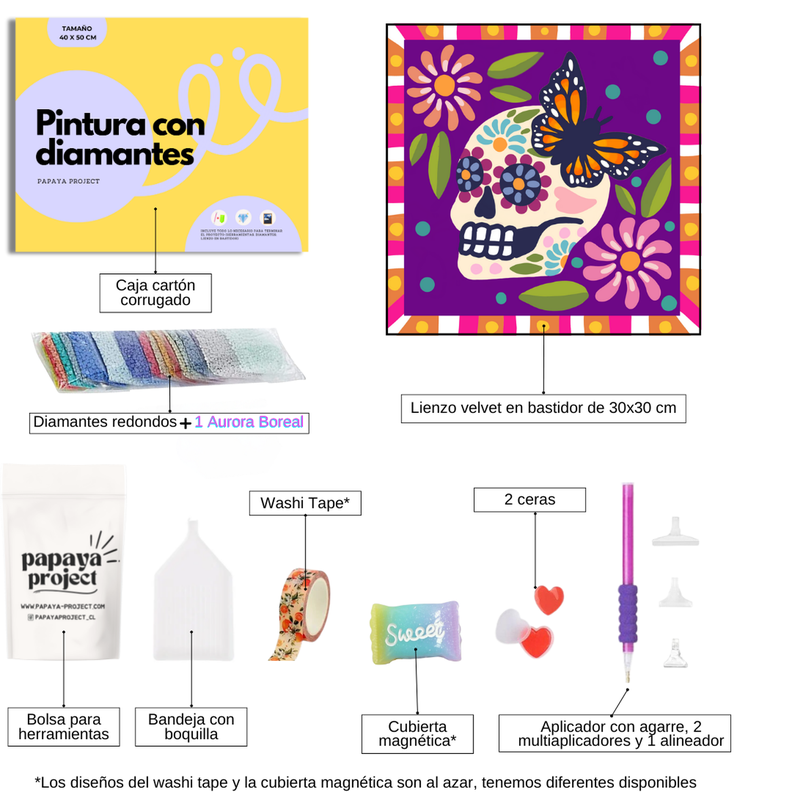 Diamond Painting en bastidor 30x30 Calavera Morado-1
