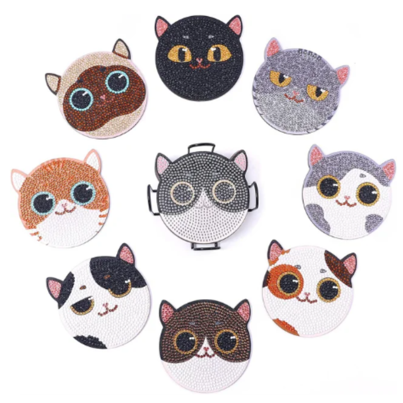 Posavasos Pintura con Diamantes - Gatitos I-0
