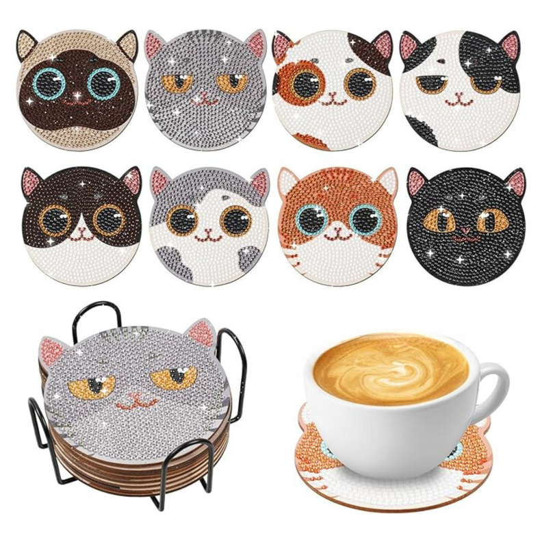Posavasos Pintura con Diamantes - Gatitos I-1