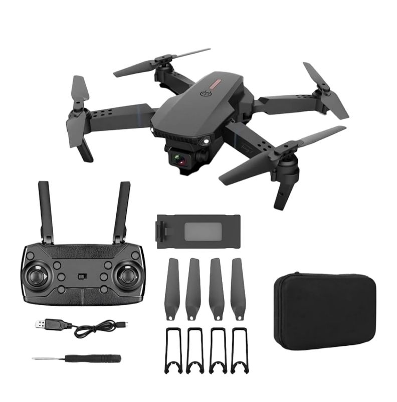 DRONE GRAN ANGULAR HD 4K 1080P E88 WIFI FPV PLEGABLE CARBON-0
