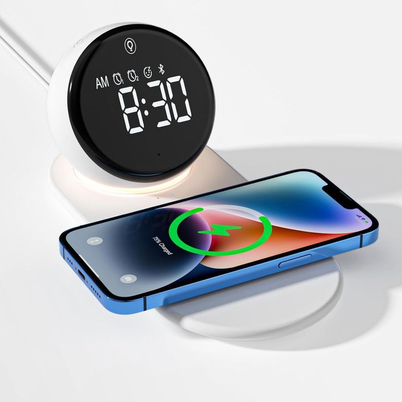 CARGADOR INALÁMBRICO RELOJ DESPERTADOR BLUETOOTH - VIDVIE-1