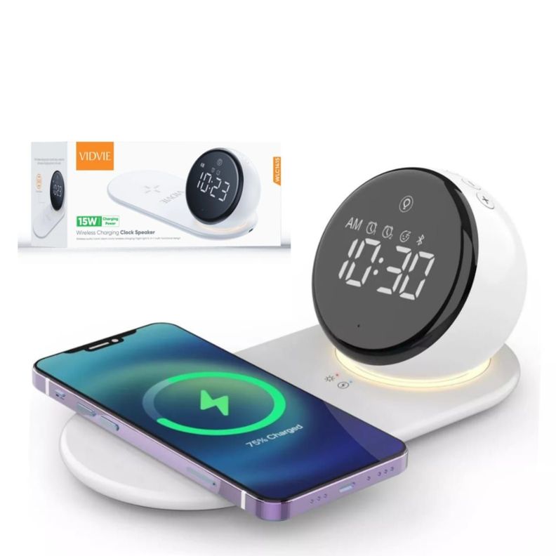 CARGADOR INALÁMBRICO RELOJ DESPERTADOR BLUETOOTH - VIDVIE-2