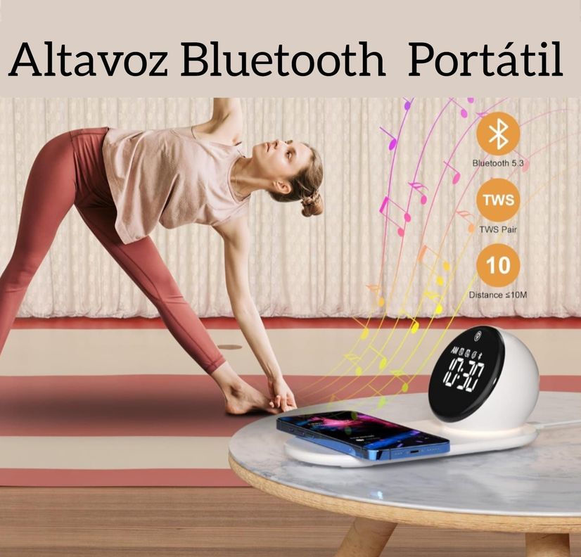 CARGADOR INALÁMBRICO RELOJ DESPERTADOR BLUETOOTH - VIDVIE-6