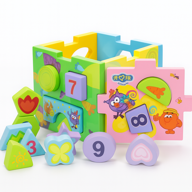 Cubo Clasificador de Figuras Juguete Educativo Montessori