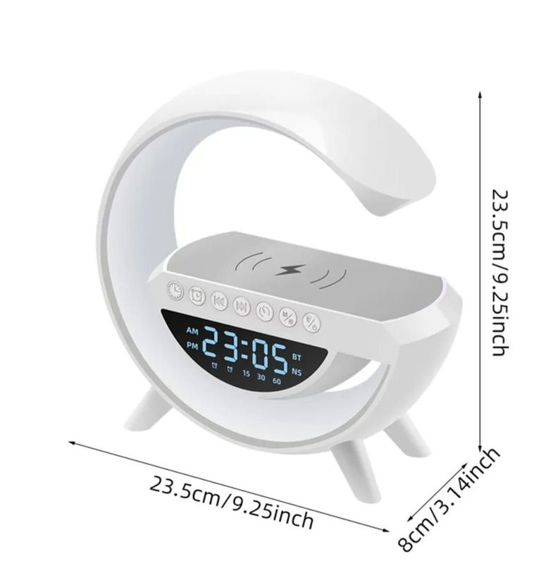 LÁMPARA LED INTELIGENTE CARGADOR INALÁMBRICO RELOJ ALTAVOCES-1