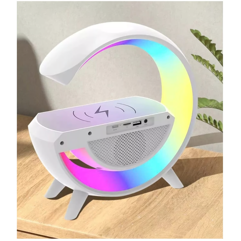LÁMPARA LED INTELIGENTE CARGADOR INALÁMBRICO RELOJ ALTAVOCES-2