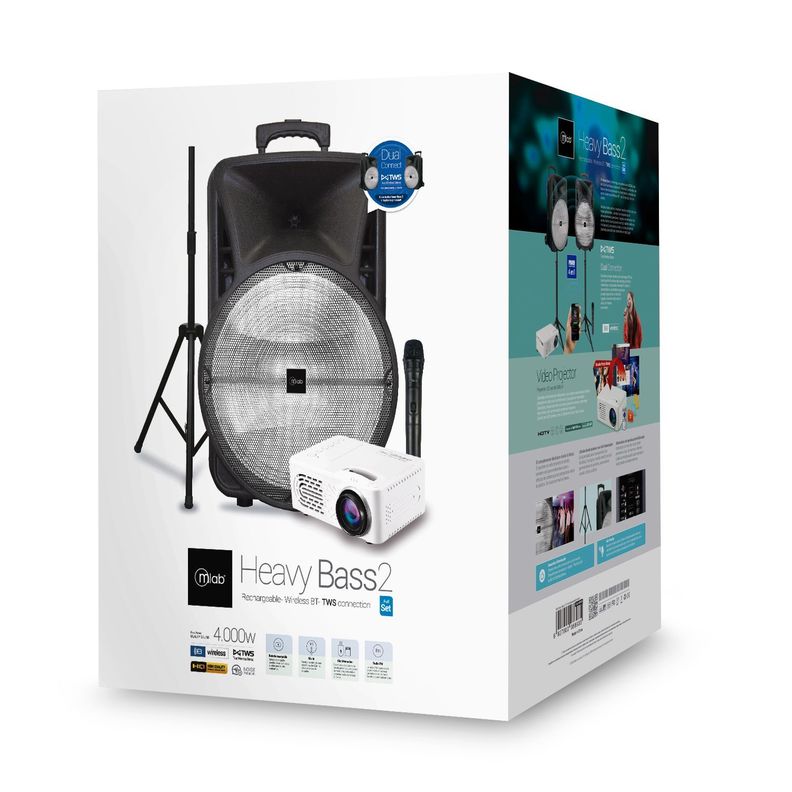 Parlante HeavyBass2 Mlab TWS + Proyector HQ-6