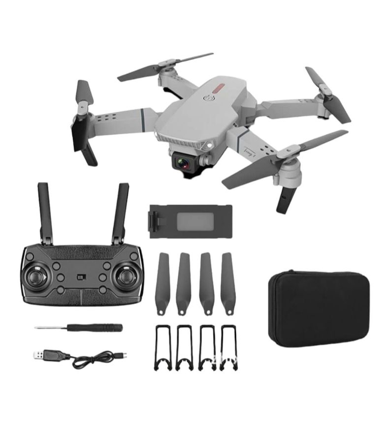DRONE GRAN ANGULAR HD 4K 1080P E88 WIFI FPV GRIS-0