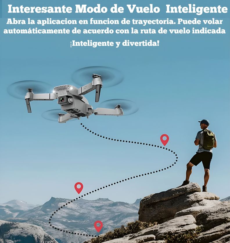 DRONE GRAN ANGULAR HD 4K 1080P E88 WIFI FPV GRIS-2