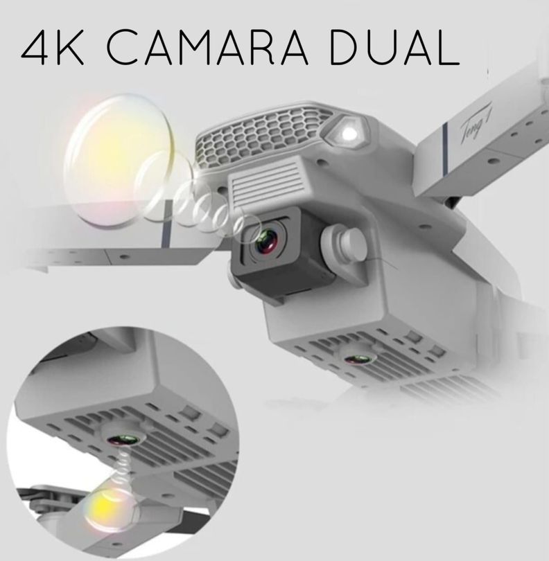 DRONE GRAN ANGULAR HD 4K 1080P E88 WIFI FPV GRIS-5