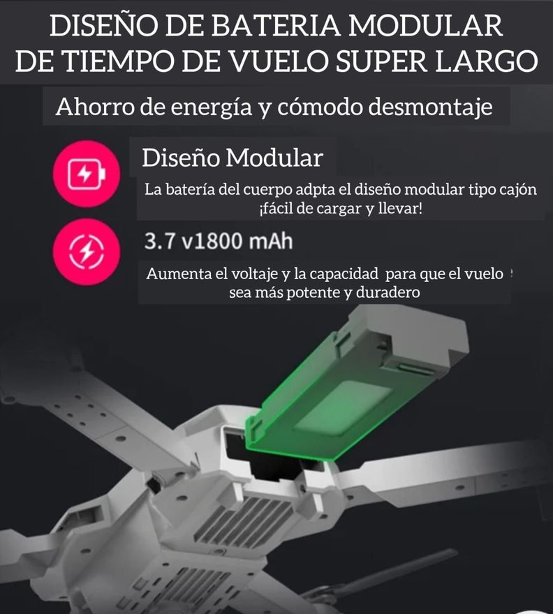 DRONE GRAN ANGULAR HD 4K 1080P E88 WIFI FPV GRIS-6