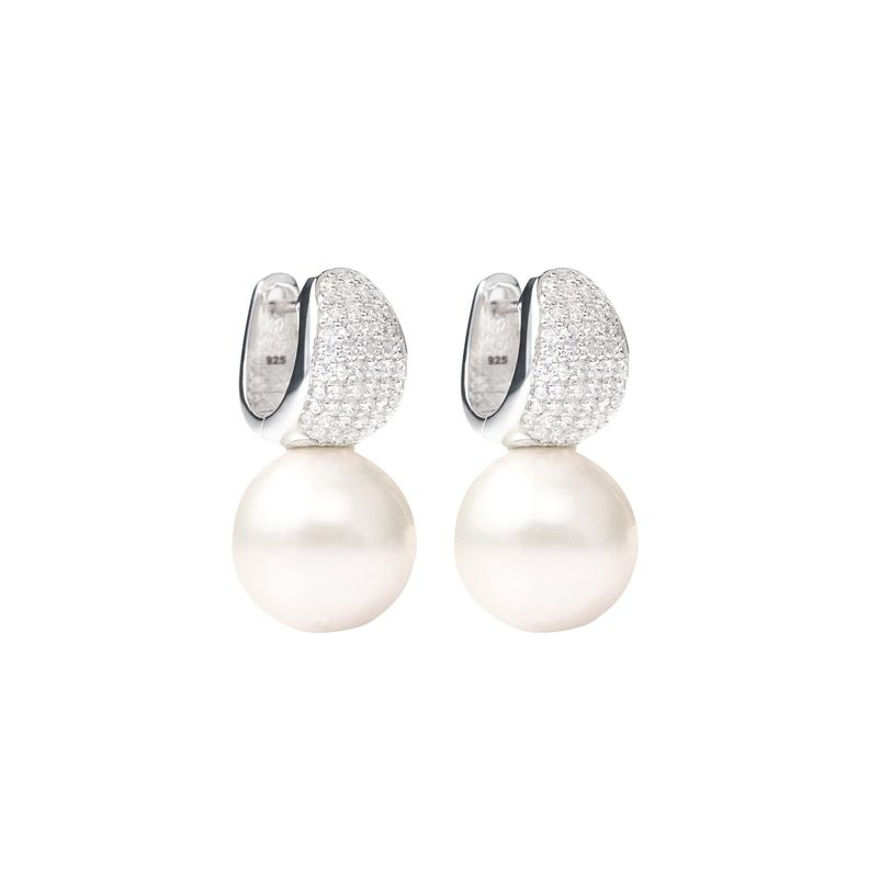 Aros Argolla huggie con Perla
