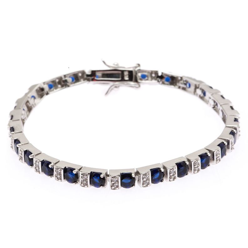 Pulsera Sr Sapphire And Clear Cz Tennis