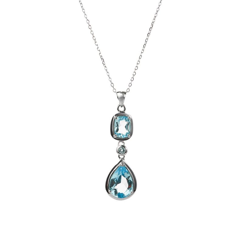 Colar topacio azul natural en gota.