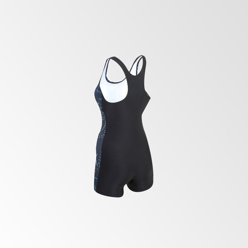 Traje de Baño Mujer Boxer Azul Rey-Negro-1