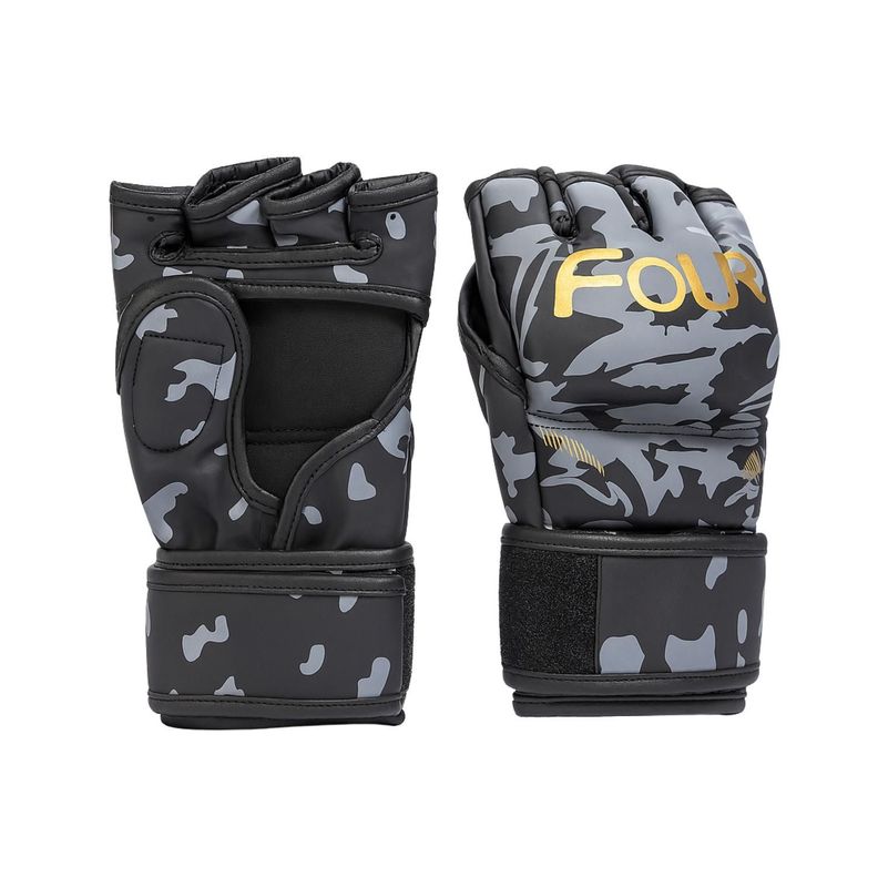 Guantes MMA Sin Dedos Four Negros Adulto Cuero Sintetico Negro M