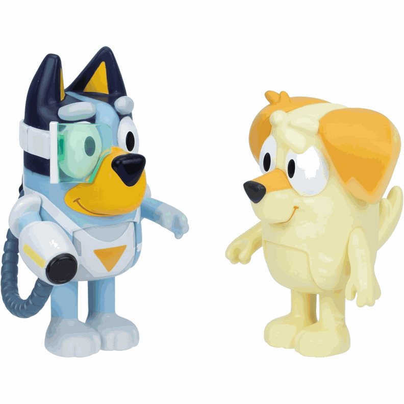 Bluey Pack 2 Figuras Bluey Y Chucky Traje De Sopresa Blaster-0