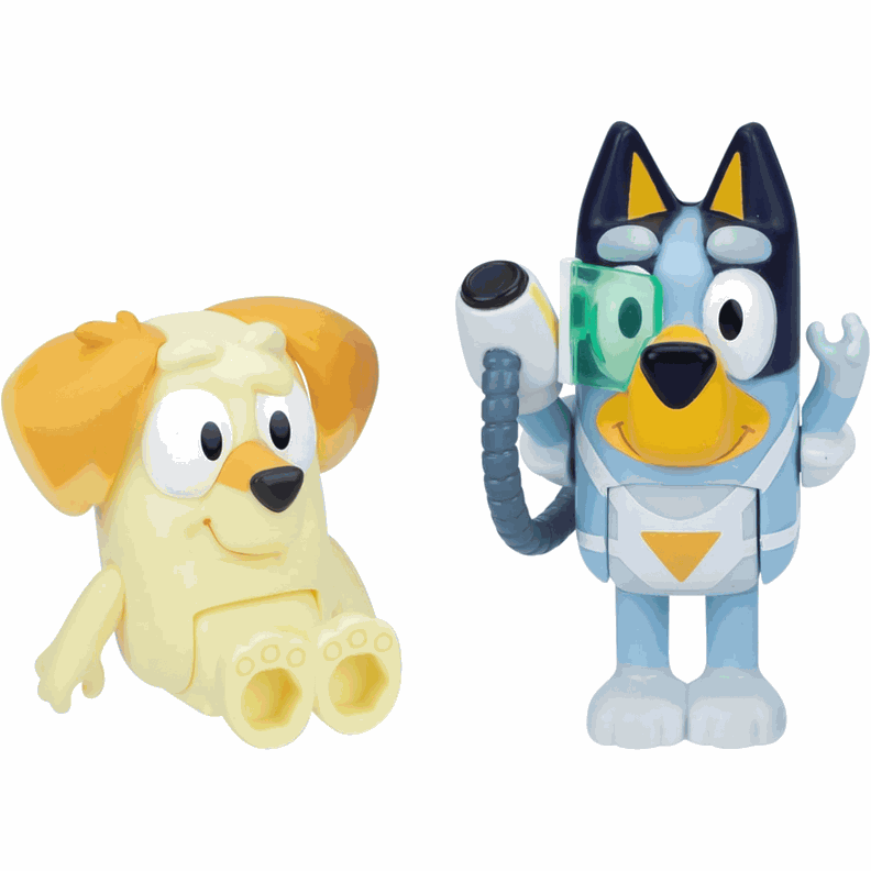 Bluey Pack 2 Figuras Bluey Y Chucky Traje De Sopresa Blaster-2