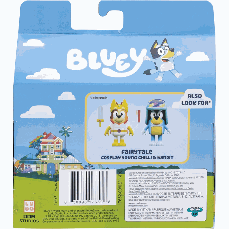 Bluey Pack 2 Figuras Bluey Y Chucky Traje De Sopresa Blaster-3