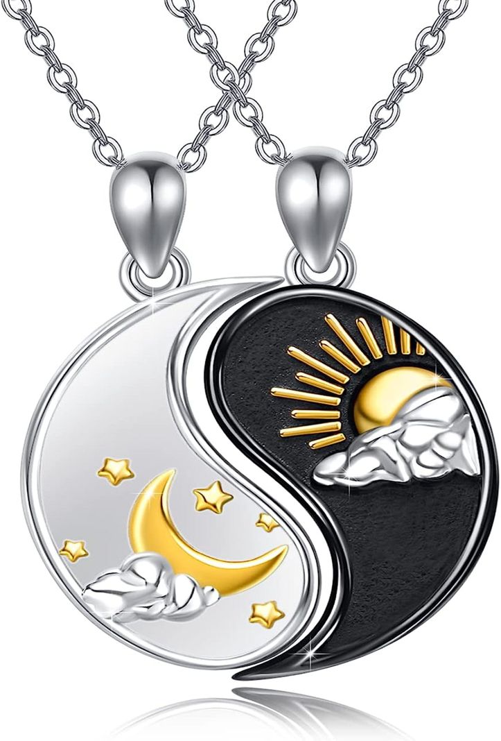 Collar Sol Y Luna Parejas Plata 925-0
