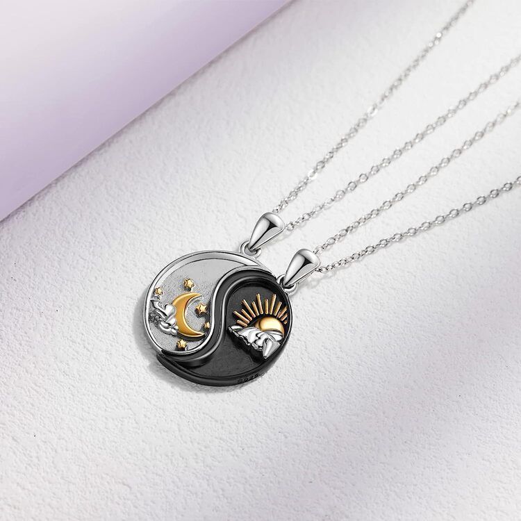 Collar Sol Y Luna Parejas Plata 925-1