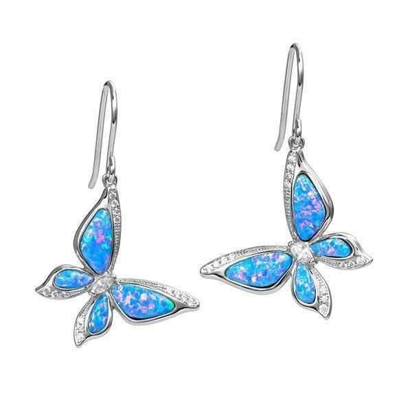 Aros Pendientes Mariposa Opalo Plata 925-0
