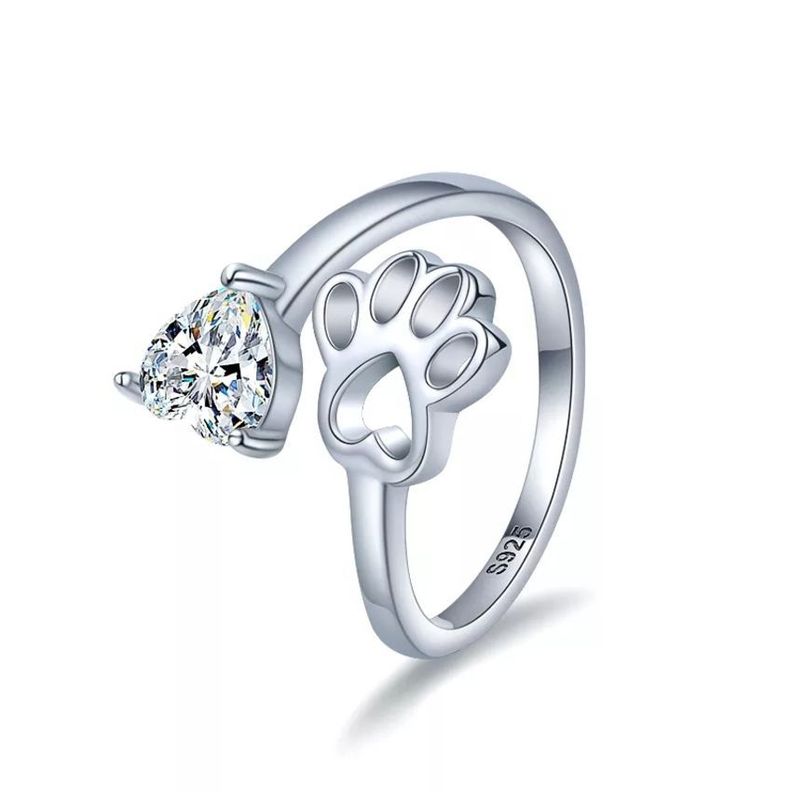 Anillo Huella Mascota Perro Ajustable Plata 925-0