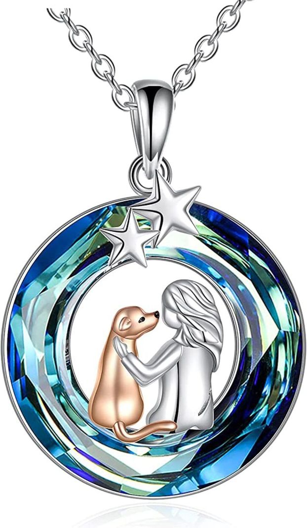 Collar Plata 925 Perro Mujer cristal-0