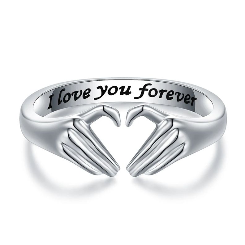 Anillo Corazón Te Amo Ajustable Plata 925-0