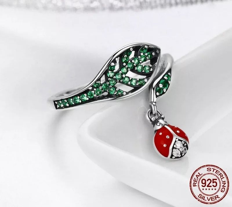 Anillo Chinita Hojas Ajustable Plata 925-1