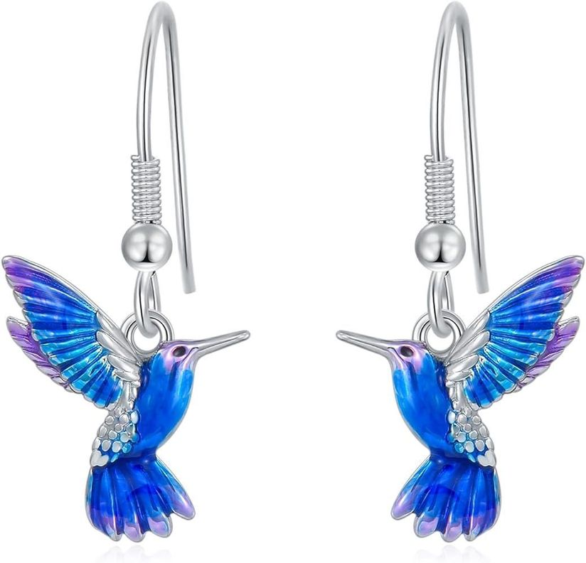 Aros Colibrí Pendientes Multicolor Plata 925-0