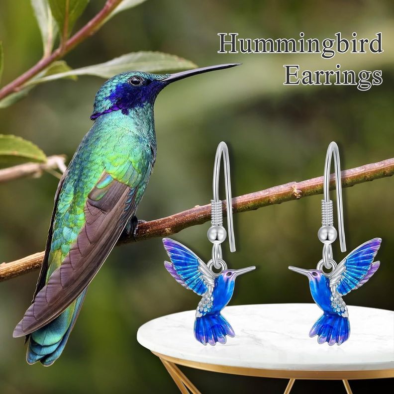 Aros Colibrí Pendientes Multicolor Plata 925-1