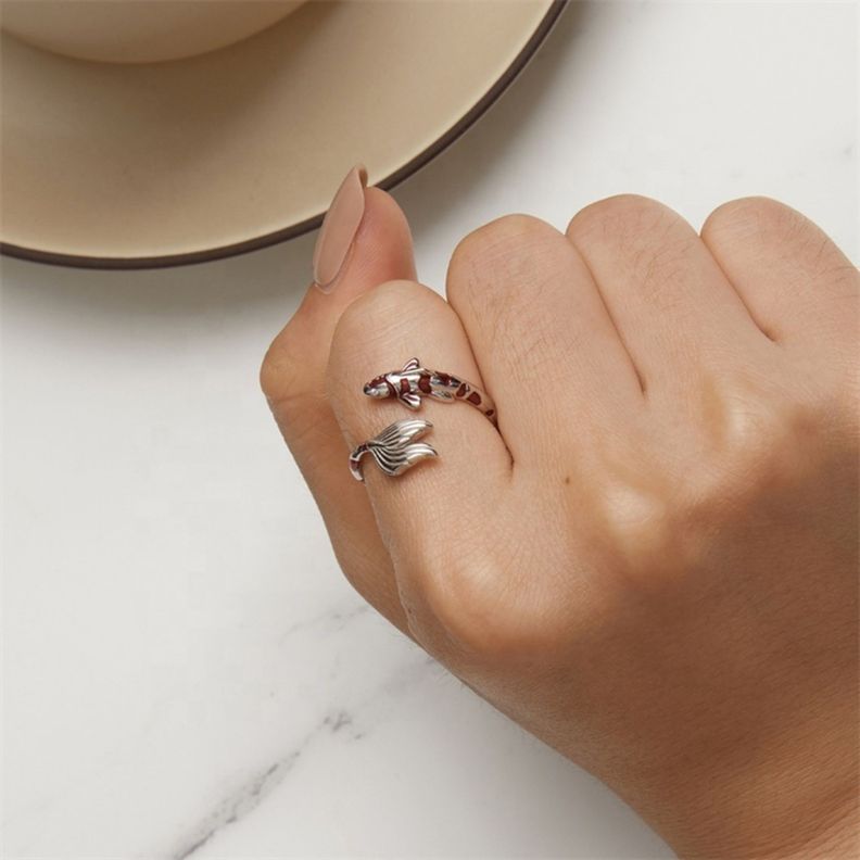 Anillo Ajustable Plata 925 Pez Koi-5