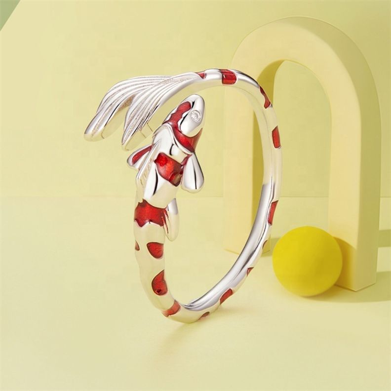 Anillo Ajustable Plata 925 Pez Koi-3