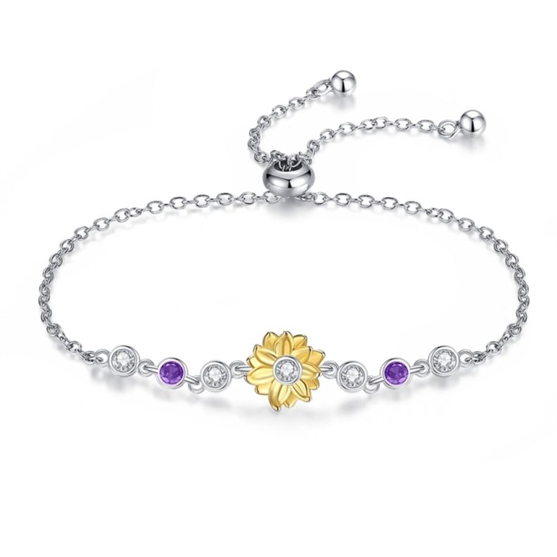 Pulsera Girasol Amatista Plata 925-0
