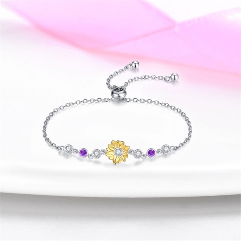 Pulsera Girasol Amatista Plata 925-2