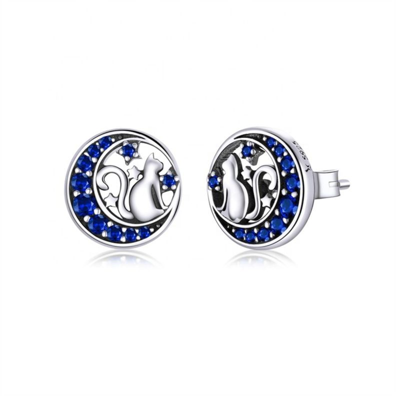 Aros Gato Luna Plata 925-0