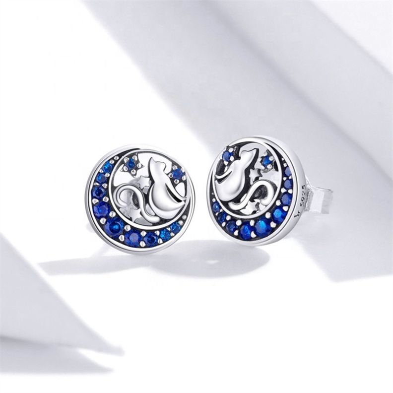Aros Gato Luna Plata 925-1