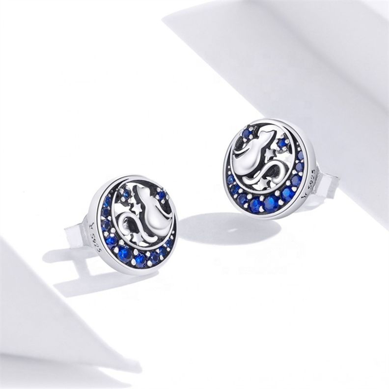 Aros Gato Luna Plata 925-2
