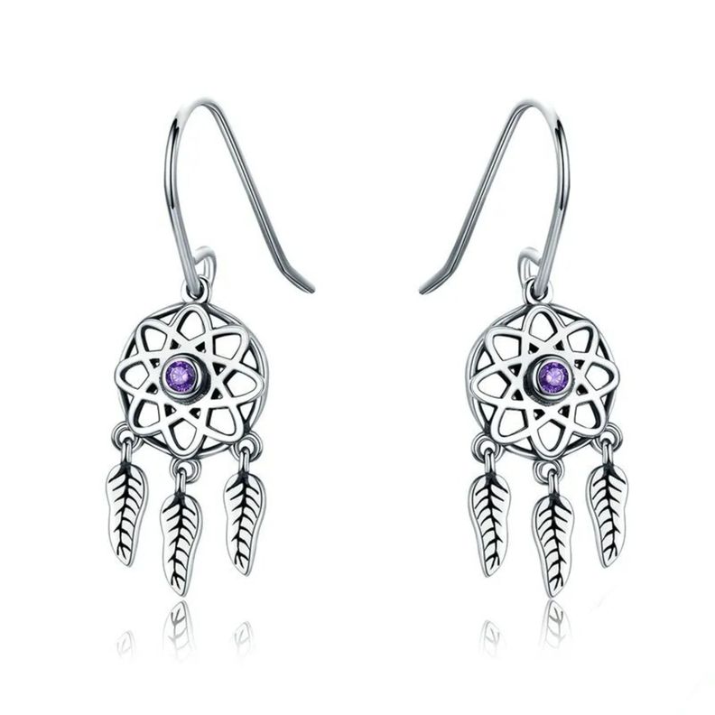 Aros Atrapasueños Amatista Plata 925-0