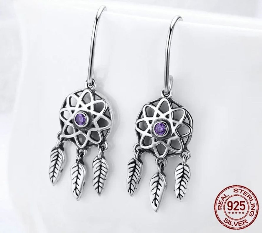 Aros Atrapasueños Amatista Plata 925-1