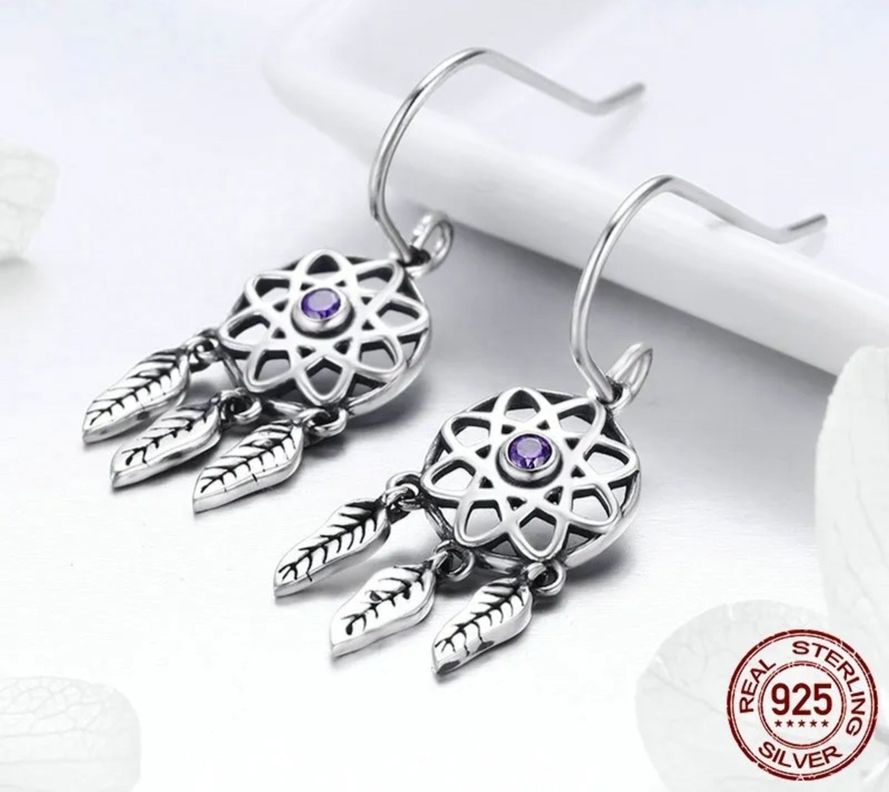 Aros Atrapasueños Amatista Plata 925-2