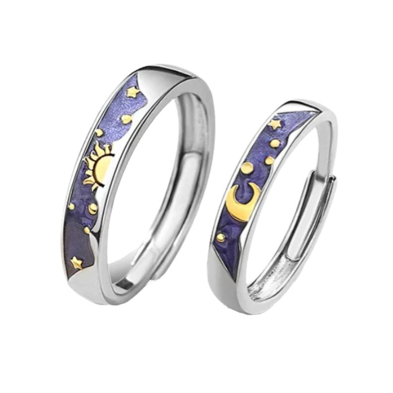 Anillos Pareja Sol Y Luna Van Gogh Ajustables-0