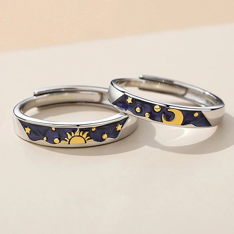 Anillos Pareja Sol Y Luna Van Gogh Ajustables-2