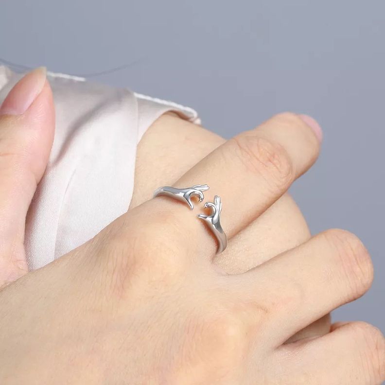 Anillo Ajustable Corazón Plata 925-2