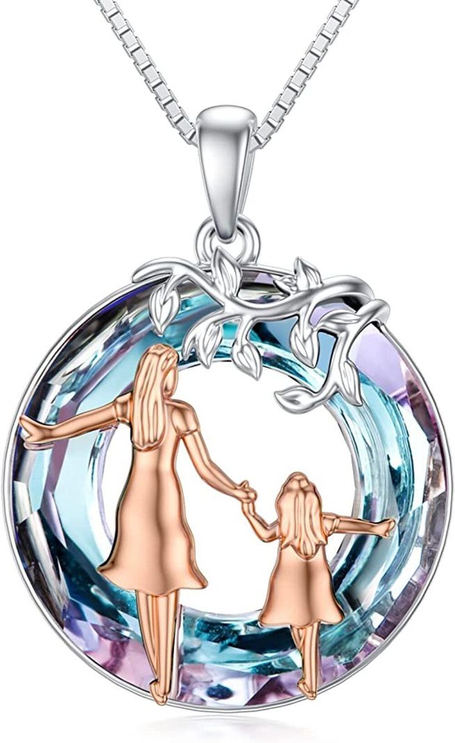 Collar Mamá Hija Cristal Plata 925