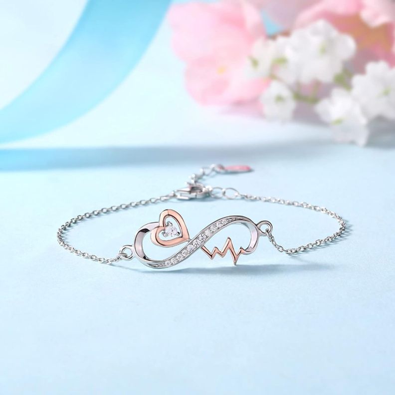 Pulsera Infinito Plata 925 Baño Oro Rosa-1
